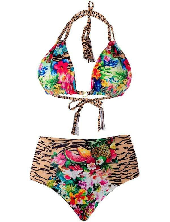 Montoya Apparel & Accessories > Clothing > Swimwear Small / Small / Print Liliana Montoya GAiA Rainforest Tiger Triangle Top & High Waist Bottom Set 2021 Liliana Montoya GAiA Rainforest Tiger Triangle High Waist Bikini