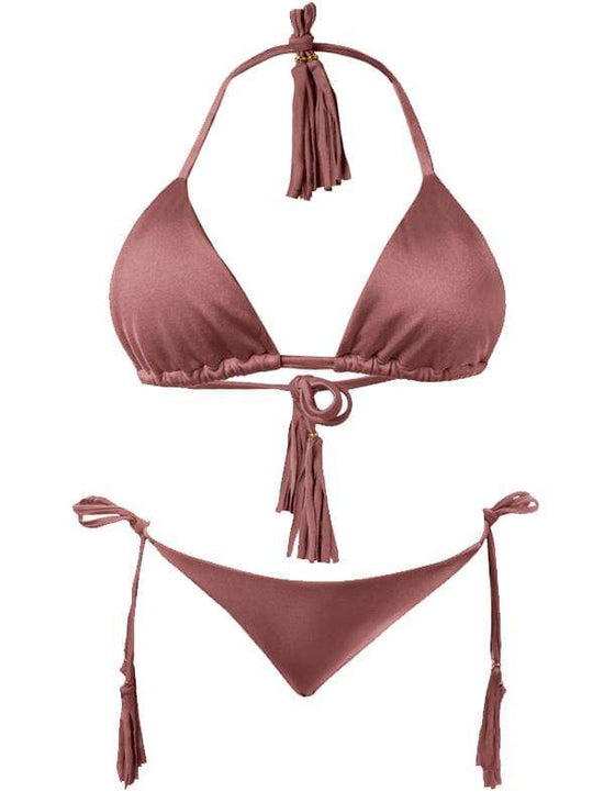 Montoya Apparel & Accessories > Clothing > Swimwear Small / Small / Red Liliana Montoya GAiA Coachela Triangle Top & Side Tie Cheeky Bottom Set