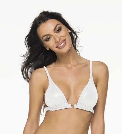 Montoya Apparel & Accessories > Clothing > Swimwear Small / White Liliana Montoya Shiny White Bikini Marinera Top Double Straps Bikini Swimwear Separate