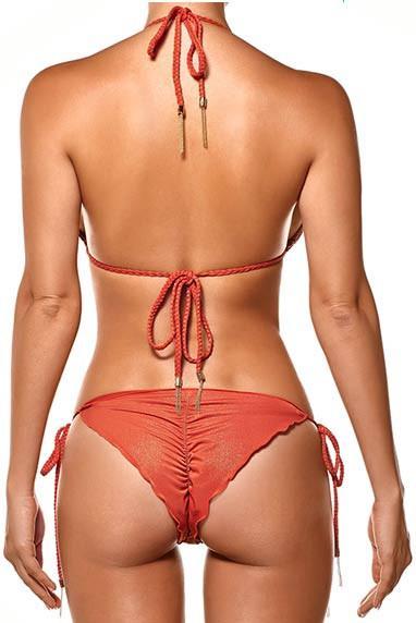 Notorious Swimwear Apparel & Accessories > Clothing > Swimwear Notorious Swimwear Radiant Crochet Triangle Top & Side Tie Cheeky Scrunch Bottom Swimsuit Bikini Set