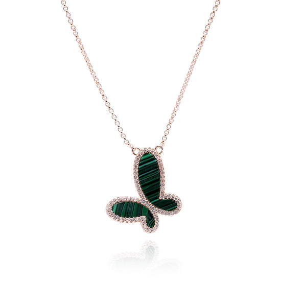 OlgaNikoza Necklaces Malachite Silver Butterfly Necklace