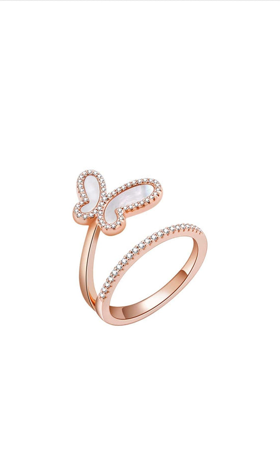 OlgaNikoza Rings Rose Gold / 5 Rose Gold Swirl Butterfly Ring