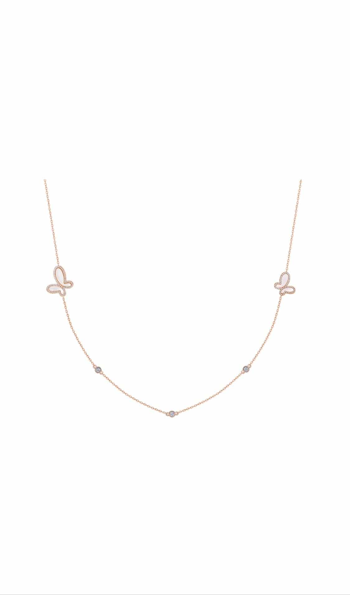 OlgaNikoza Rose Gold Long Silver Butterfly Neckless