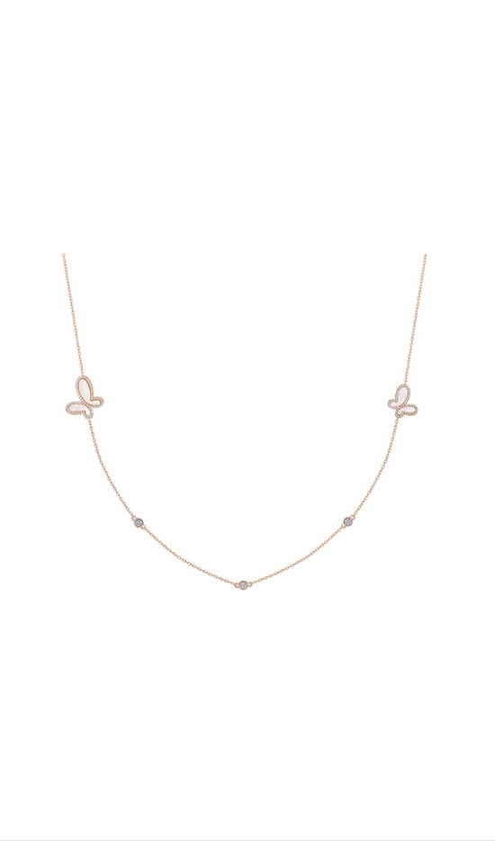 OlgaNikoza Rose Gold Long Silver Butterfly Neckless