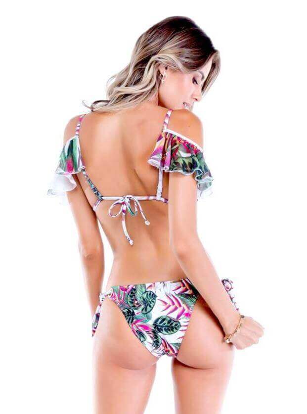 Sol e Energia Apparel & Accessories > Clothing > Swimwear Sicilia Floral Ruffle Triangle Top & Side Tie Cheeky Bottom Set Sicilia Ruffle Swimsuit Bikini Sol E Energia Swimwear BK092