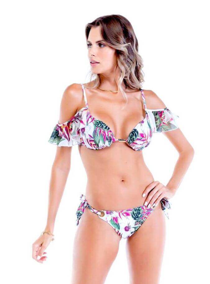 Sol e Energia Apparel & Accessories > Clothing > Swimwear Sicilia Floral Ruffle Triangle Top & Side Tie Cheeky Bottom Set Sicilia Ruffle Swimsuit Bikini Sol E Energia Swimwear BK092