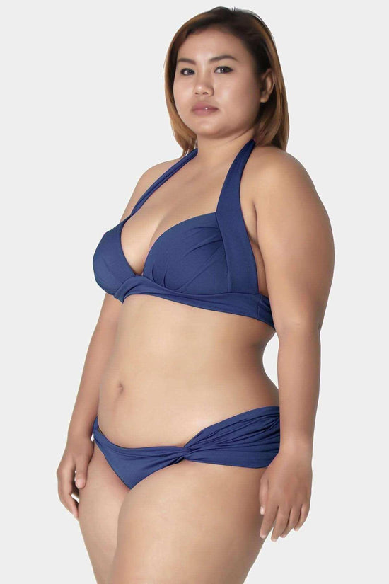 Thaikila Apparel & Accessories > Clothing > Swimwear Blue / Extra Large Thaikila Kaleido Norma Blue Padded Triangle Top & Reversible Blue Burgundy Bottom Bikini Swimwear Swimsuit Set